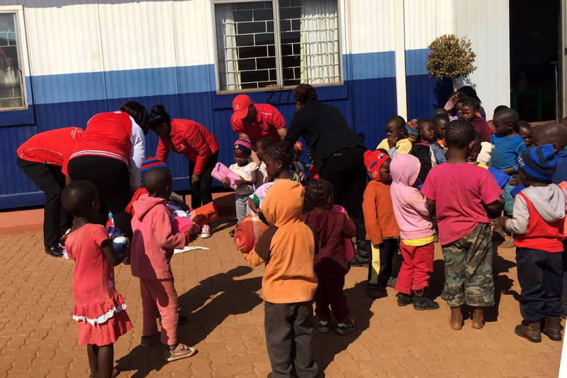 Children with blankets